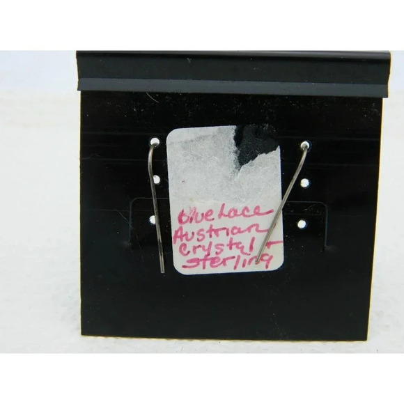 New Old Stock Sterling Silver Blue Lace Agate Crystal Heart Dangle Earring - Picture 4 of 4